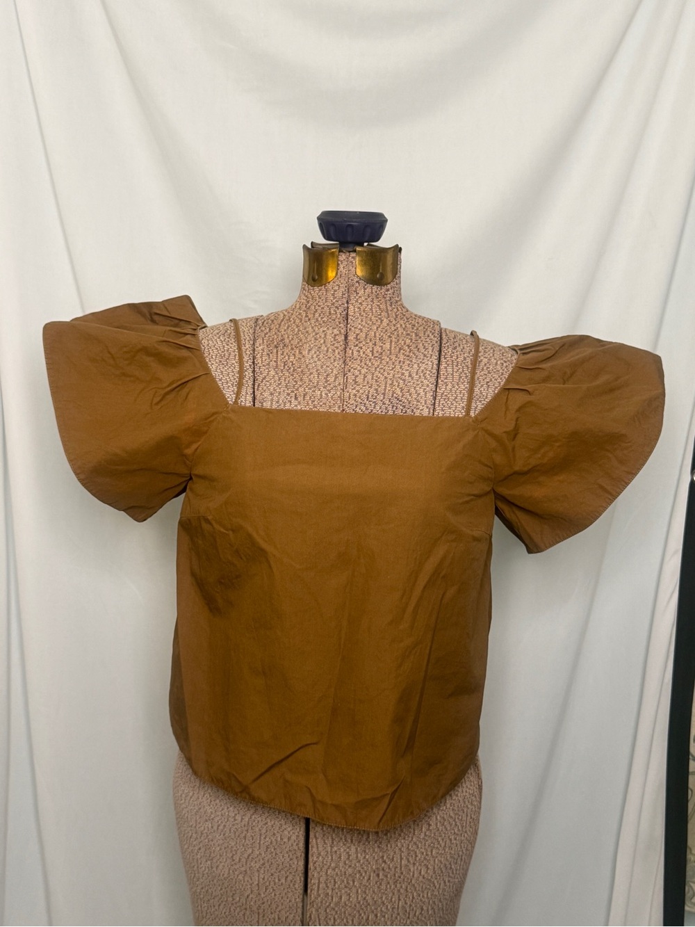 Fendi Chestnut Puff Sleeve Square Neck Top